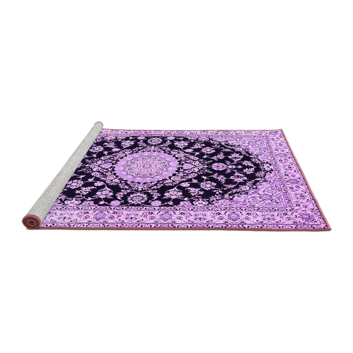 Sideview of Machine Washable Medallion Purple Traditional Area Rugs, wshtr723pur