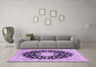 Machine Washable Medallion Purple Traditional Area Rugs in a Living Room, wshtr723pur