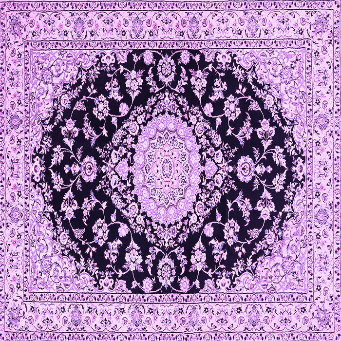 Square Machine Washable Medallion Purple Traditional Area Rugs, wshtr723pur