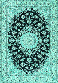 Medallion Turquoise Traditional Rug, tr723turq