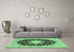 Machine Washable Medallion Emerald Green Traditional Area Rugs in a Living Room,, wshtr723emgrn