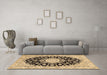 Machine Washable Medallion Brown Traditional Rug in a Living Room,, wshtr723brn