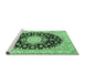 Sideview of Machine Washable Medallion Emerald Green Traditional Area Rugs, wshtr723emgrn