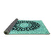 Sideview of Medallion Turquoise Traditional Rug, tr723turq