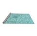 Sideview of Machine Washable Medallion Light Blue Traditional Rug, wshtr724lblu