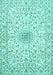 Machine Washable Medallion Turquoise Traditional Area Rugs, wshtr724turq