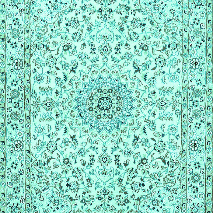 Machine Washable Medallion Turquoise Traditional Area Rugs, wshtr724turq