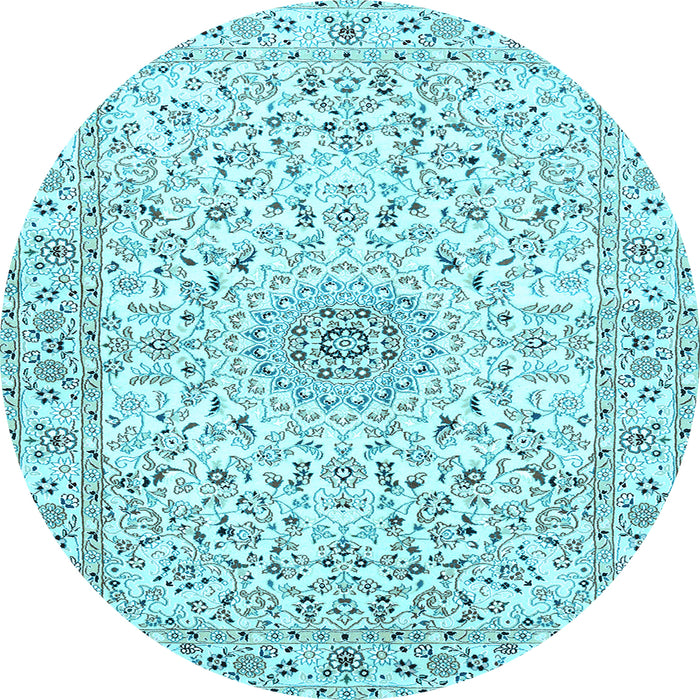 Round Medallion Light Blue Traditional Rug, tr724lblu