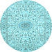 Round Medallion Light Blue Traditional Rug, tr724lblu