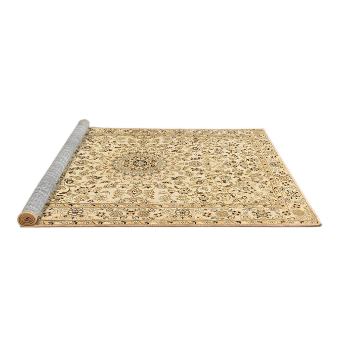Sideview of Machine Washable Medallion Brown Traditional Rug, wshtr724brn