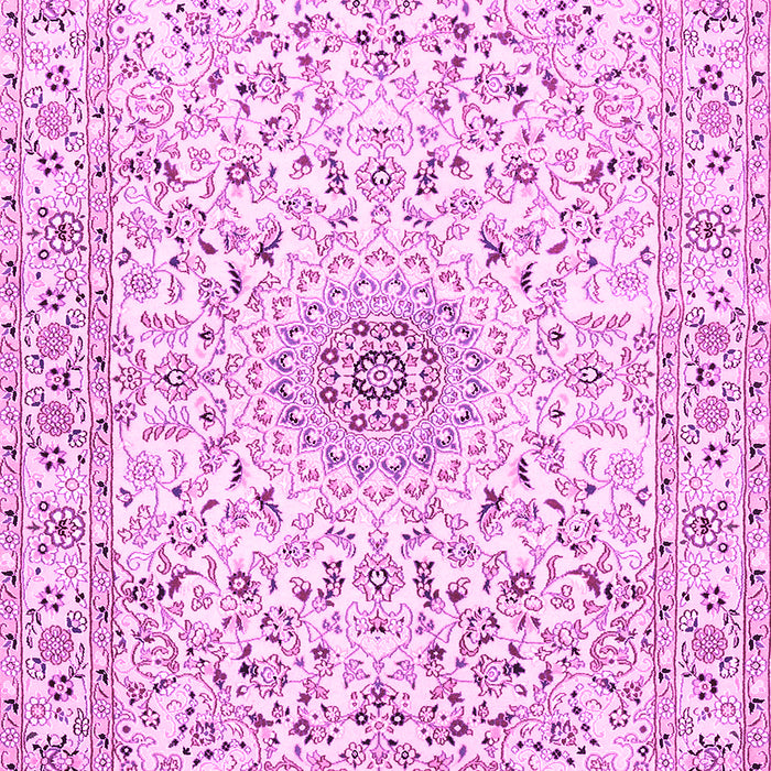 Machine Washable Medallion Pink Traditional Rug, wshtr724pnk