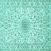 Square Medallion Turquoise Traditional Rug, tr724turq