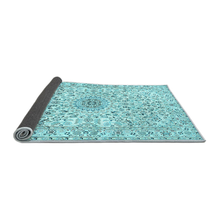 Sideview of Medallion Light Blue Traditional Rug, tr724lblu