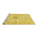 Sideview of Machine Washable Medallion Yellow Traditional Rug, wshtr724yw