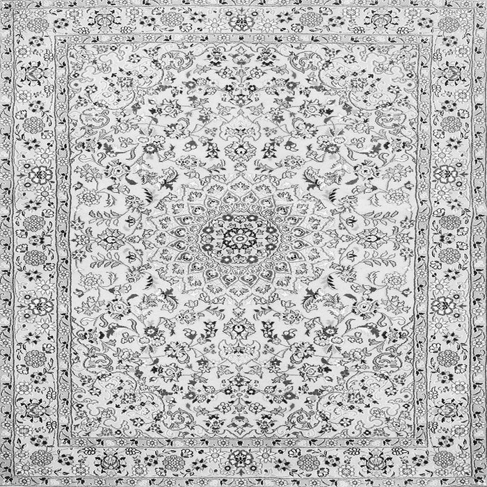 Round Machine Washable Medallion Gray Traditional Rug, wshtr724gry