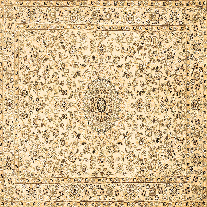 Square Machine Washable Medallion Brown Traditional Rug, wshtr724brn
