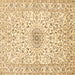 Square Machine Washable Medallion Brown Traditional Rug, wshtr724brn