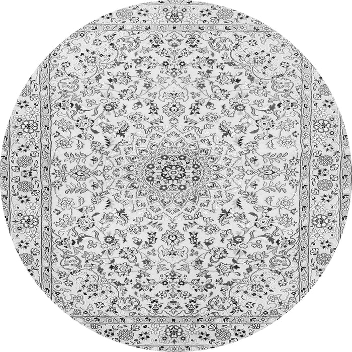 Machine Washable Medallion Gray Traditional Rug, wshtr724gry