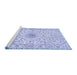 Sideview of Machine Washable Medallion Blue Traditional Rug, wshtr724blu