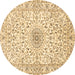 Round Medallion Brown Traditional Rug, tr724brn