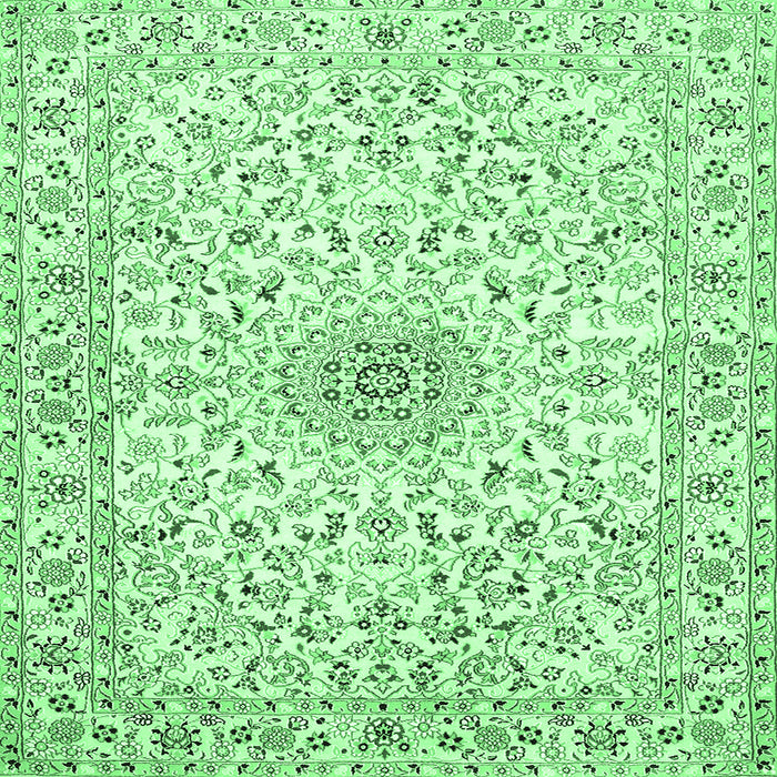 Square Medallion Emerald Green Traditional Rug, tr724emgrn