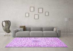Machine Washable Medallion Purple Traditional Area Rugs in a Living Room, wshtr724pur