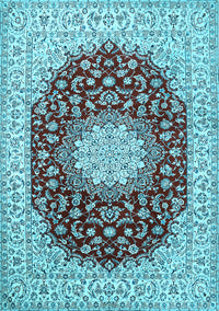 Medallion Light Blue Traditional Rug, tr725lblu