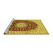 Sideview of Machine Washable Medallion Yellow Traditional Rug, wshtr725yw