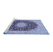 Sideview of Machine Washable Medallion Blue Traditional Rug, wshtr725blu