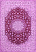 Machine Washable Medallion Pink Traditional Rug, wshtr725pnk