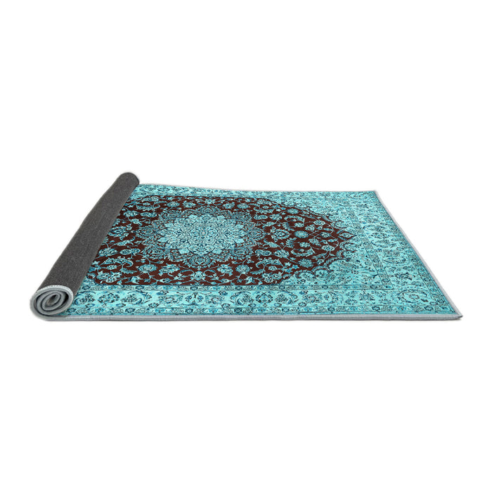 Sideview of Medallion Light Blue Traditional Rug, tr725lblu