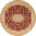 Square Medallion Orange Traditional Rug, tr725org