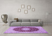 Machine Washable Medallion Purple Traditional Area Rugs in a Living Room, wshtr725pur