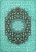 Machine Washable Medallion Turquoise Traditional Area Rugs, wshtr725turq