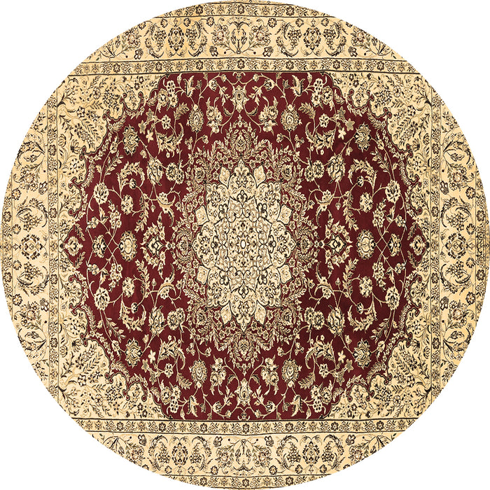 Round Medallion Brown Traditional Rug, tr725brn