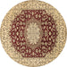 Round Medallion Brown Traditional Rug, tr725brn