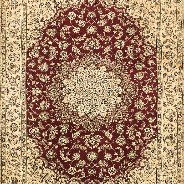 Machine Washable Medallion Brown Traditional Rug, wshtr725brn