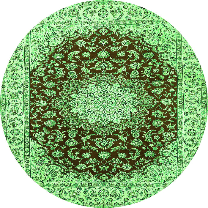 Machine Washable Medallion Green Traditional Area Rugs, wshtr725grn