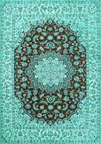 Medallion Turquoise Traditional Rug, tr725turq