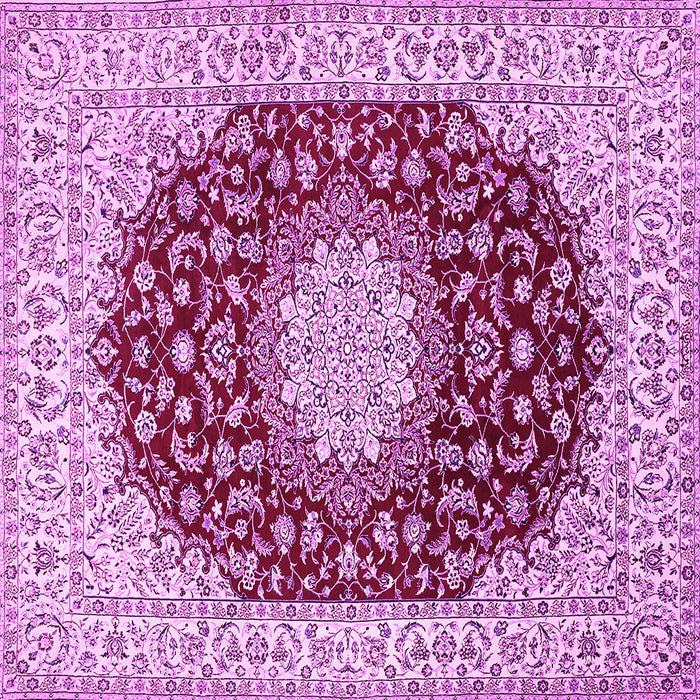Square Machine Washable Medallion Pink Traditional Rug, wshtr725pnk