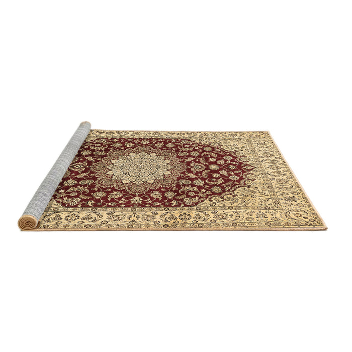 Sideview of Machine Washable Medallion Brown Traditional Rug, wshtr725brn