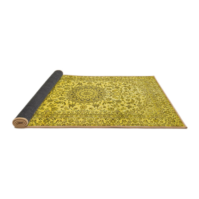 Sideview of Medallion Yellow Traditional Rug, tr726yw