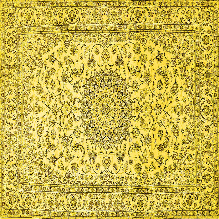 Square Medallion Yellow Traditional Rug, tr726yw
