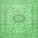 Square Medallion Emerald Green Traditional Rug, tr726emgrn