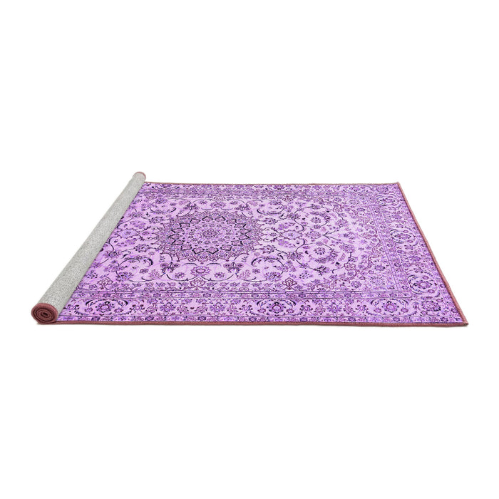 Sideview of Machine Washable Medallion Purple Traditional Area Rugs, wshtr726pur