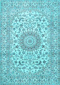 Medallion Light Blue Traditional Rug, tr726lblu