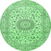 Round Medallion Emerald Green Traditional Rug, tr726emgrn