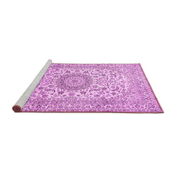 Sideview of Machine Washable Medallion Pink Traditional Rug, wshtr726pnk