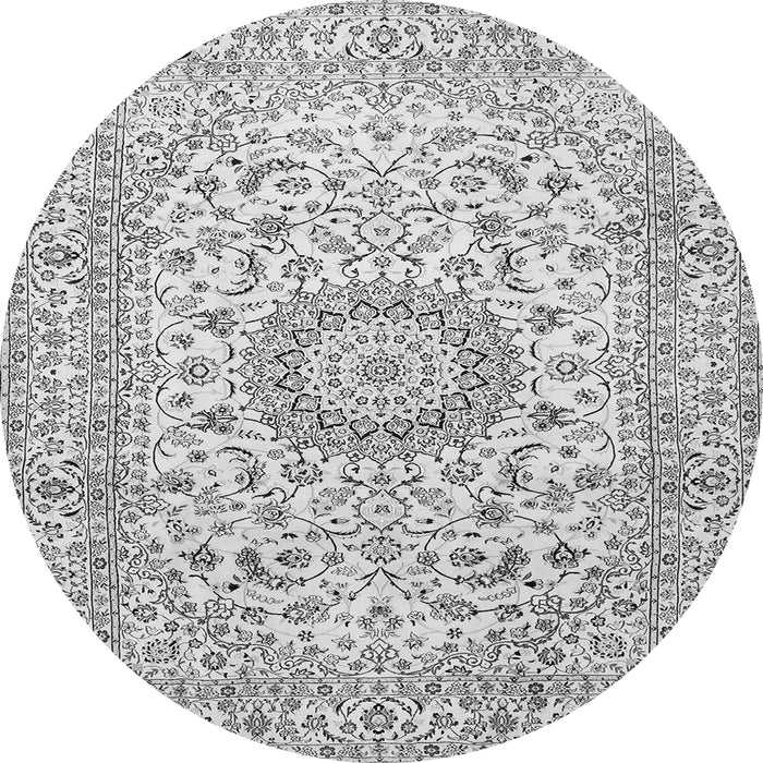 Machine Washable Medallion Gray Traditional Rug, wshtr726gry