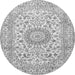 Machine Washable Medallion Gray Traditional Rug, wshtr726gry